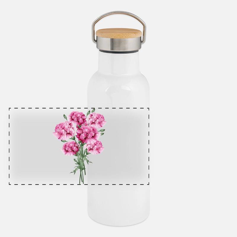 fascinant bouquet rose d’œillets Gourde isotherme avec bouchon en bambou
