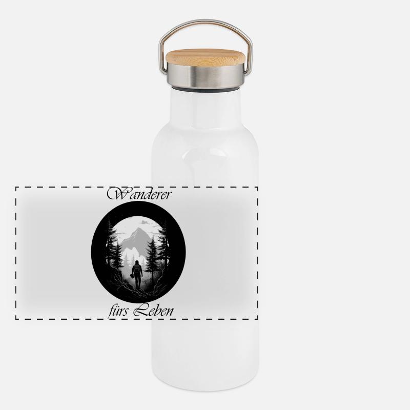 Wanderer fürs Leben Panorama Thermosflasche mit Bambusdeckel