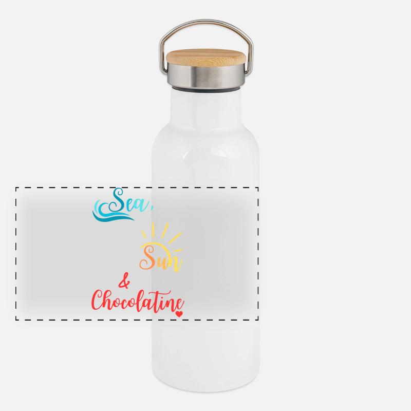 Sea, sun & Chocolatine - Sud-ouest - Pays-basque Gourde isotherme avec bouchon en bambou