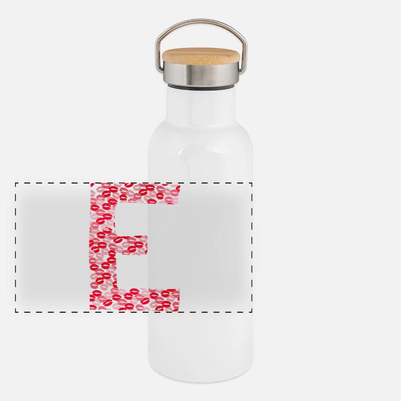 Lettre E - tshirt bisous Gourde isotherme avec bouchon en bambou