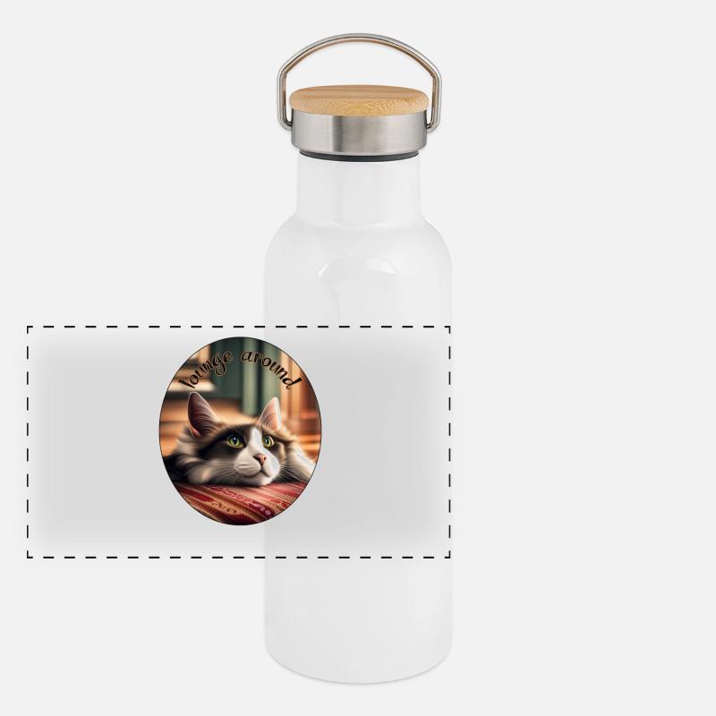 Le chat repose dans la lumière chaude Gourde isotherme avec bouchon en bambou