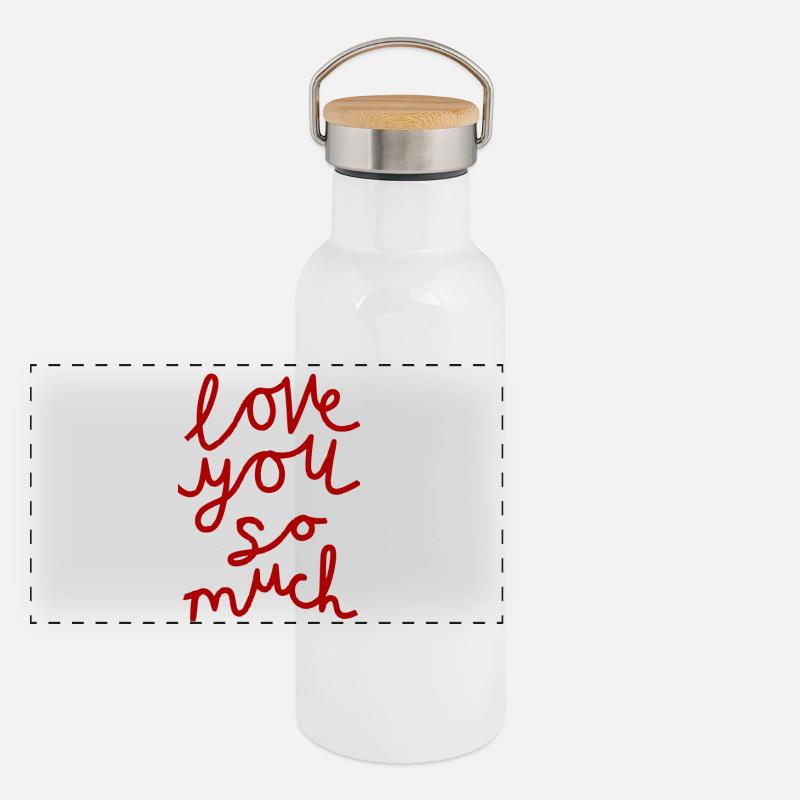 Écrit à la main Love You So Much Design Gourde isotherme avec bouchon en bambou