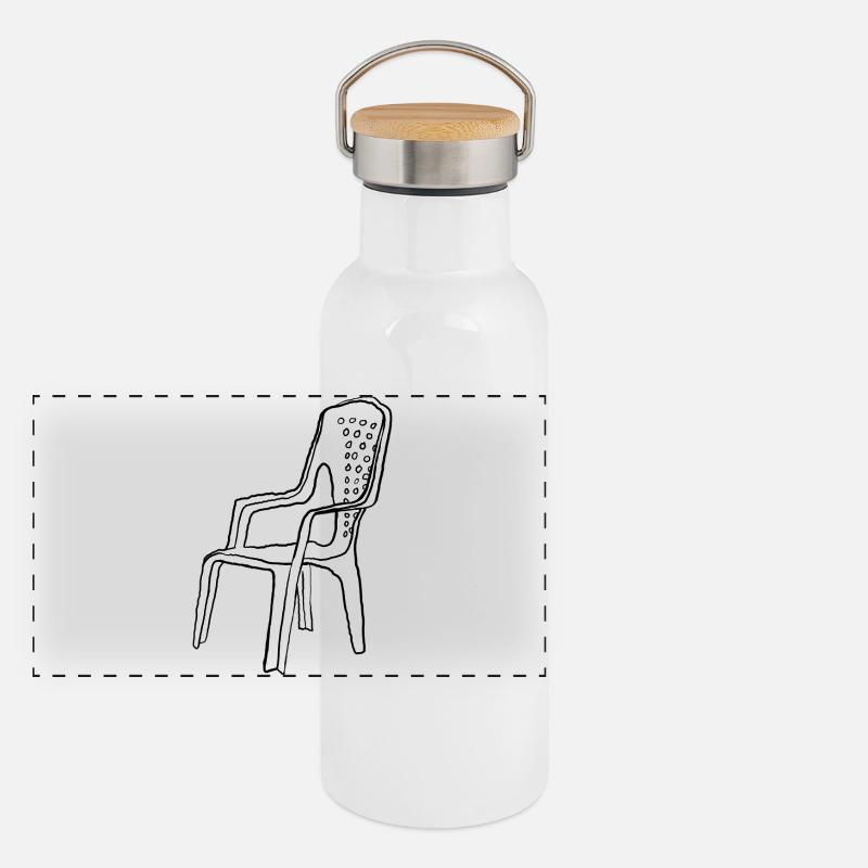 Monoblock Minimalist Doodle Stuhl Illustration Panorama Thermosflasche mit Bambusdeckel