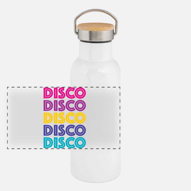 Disco Disco Disco Panorama Thermosflasche mit Bambusdeckel