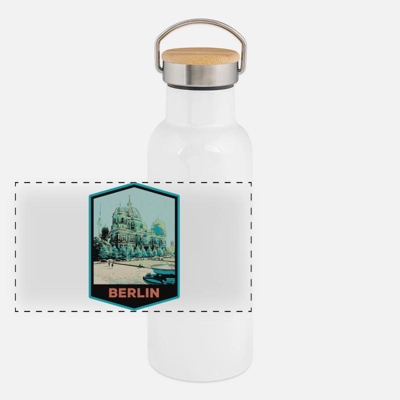 Illustration Dom des Berliner Doms Panorama Thermosflasche mit Bambusdeckel