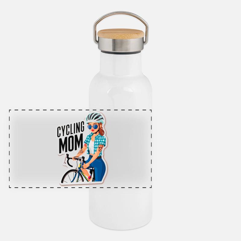 Autocollant d’autonomisation des mamans cyclistes Gourde isotherme avec bouchon en bambou