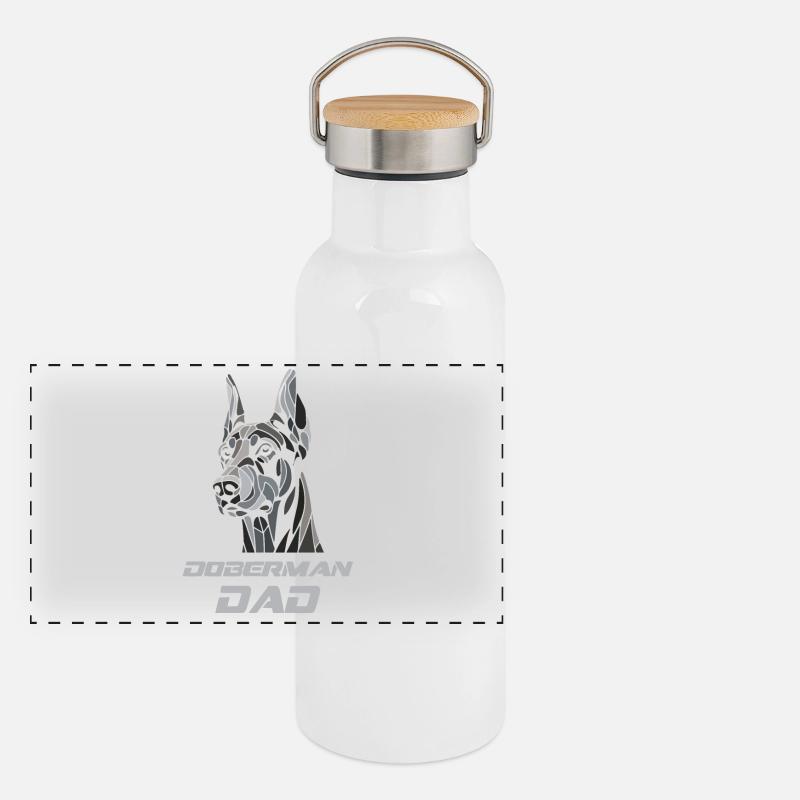 Doberman dad dog head Panoramic Thermal Bottle with Bamboo Lid