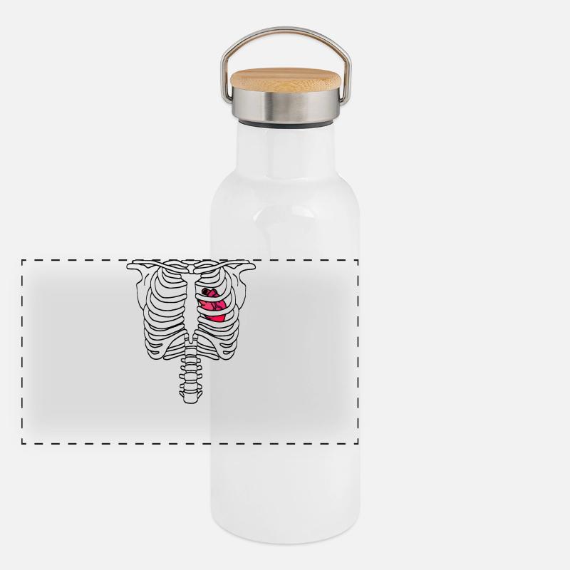 Skeleton rib cage with heart Panoramic Thermal Bottle with Bamboo Lid