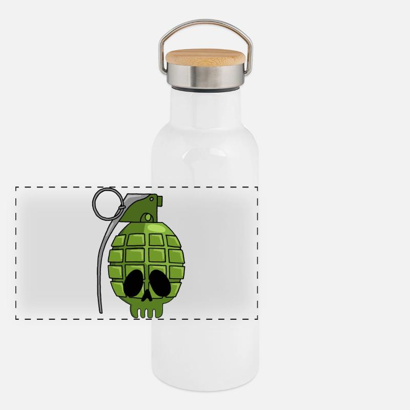 Granatenschädel Panorama Thermosflasche mit Bambusdeckel