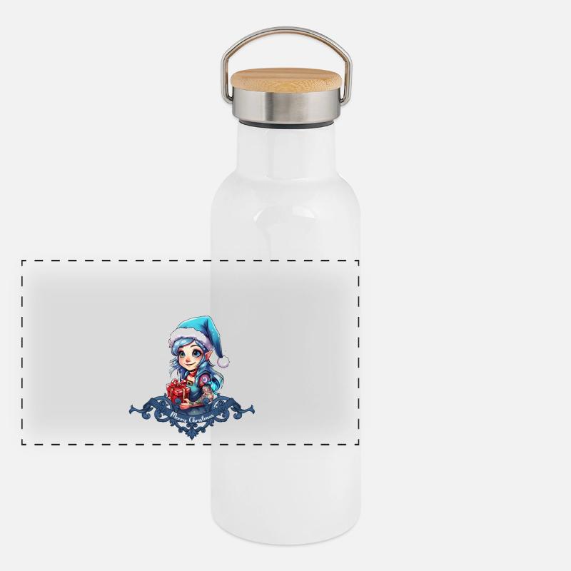 Elfe joyeux Gourde isotherme avec bouchon en bambou