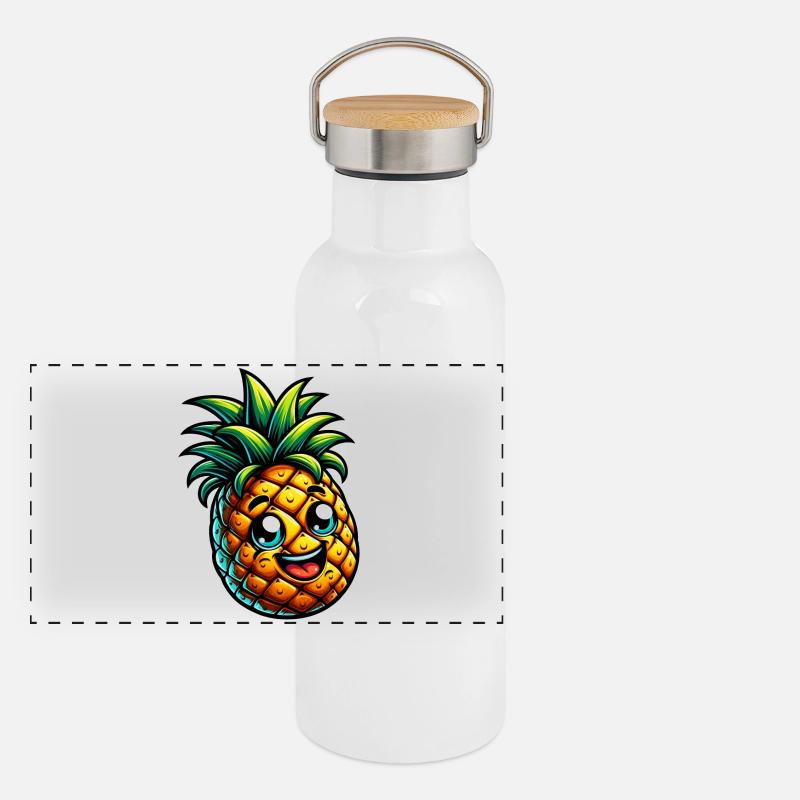 Ananas Panorama Thermosflasche mit Bambusdeckel