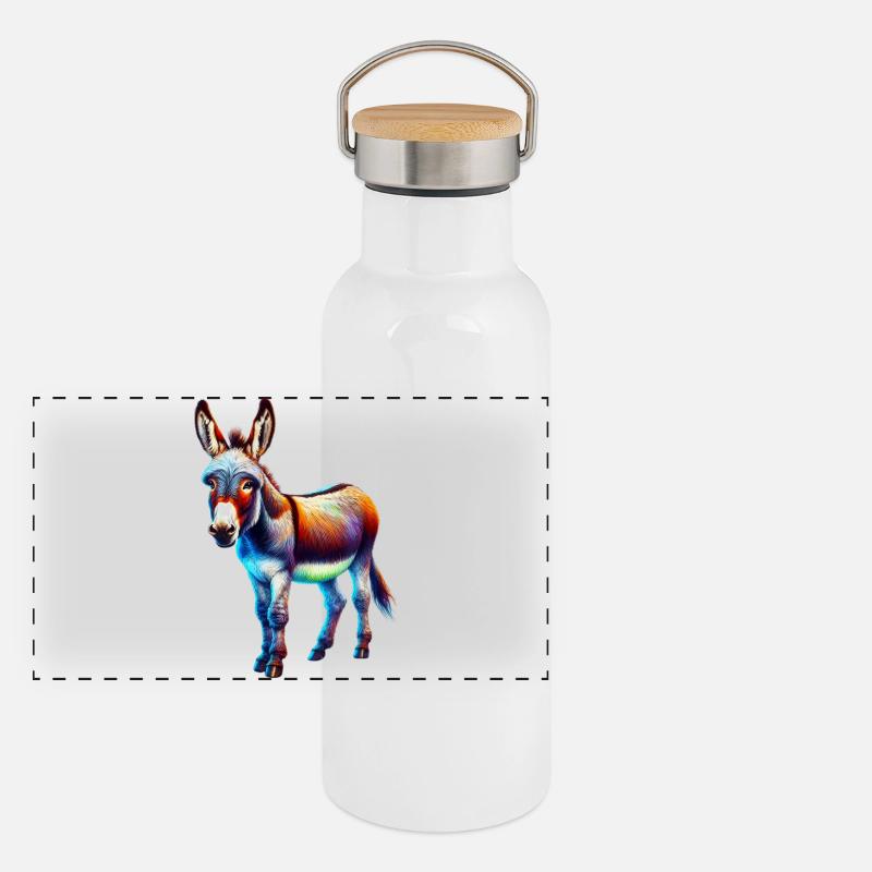 Esel-Maultier Panorama Thermosflasche mit Bambusdeckel