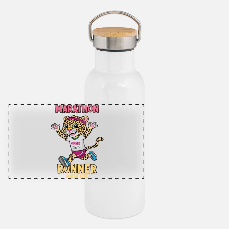 Marathonien léopard Gourde isotherme avec bouchon en bambou