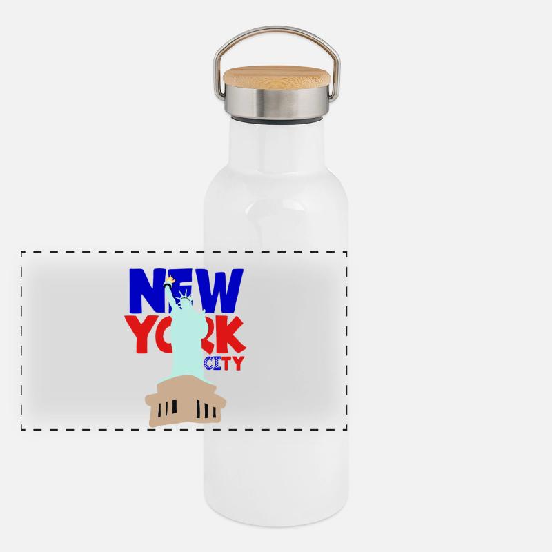 New York City Panoramic Thermal Bottle with Bamboo Lid