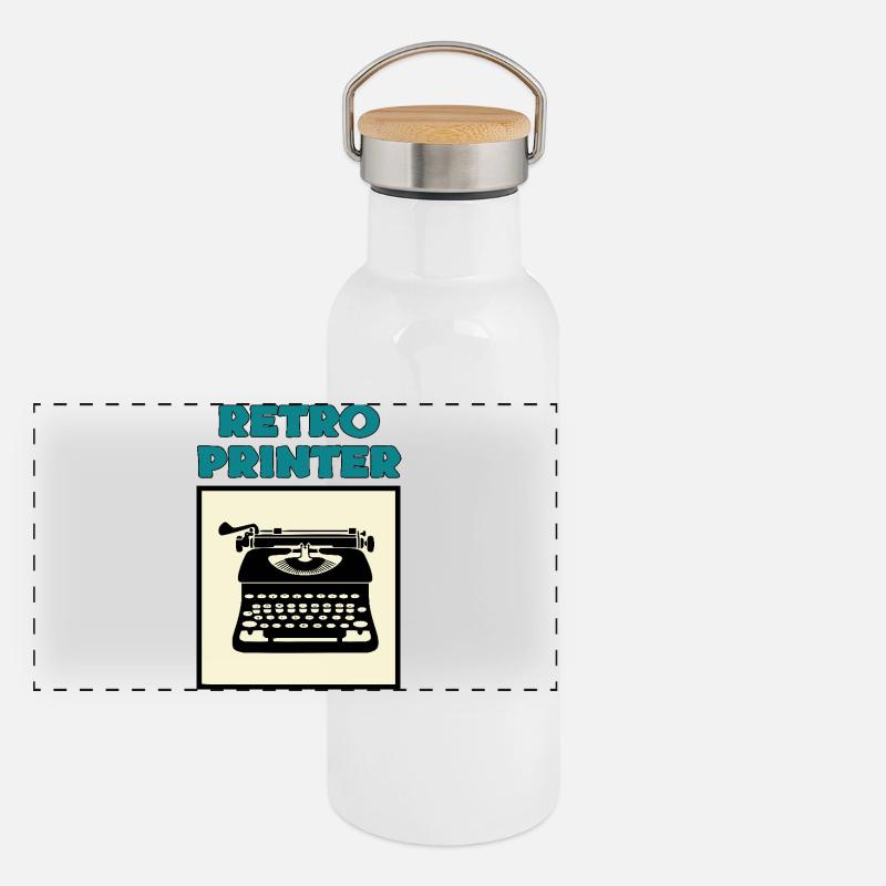 Retro printer Panoramic Thermal Bottle with Bamboo Lid