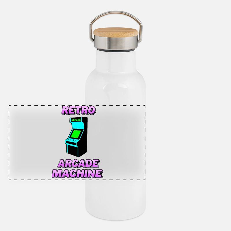Retro arcade machine Panoramic Thermal Bottle with Bamboo Lid