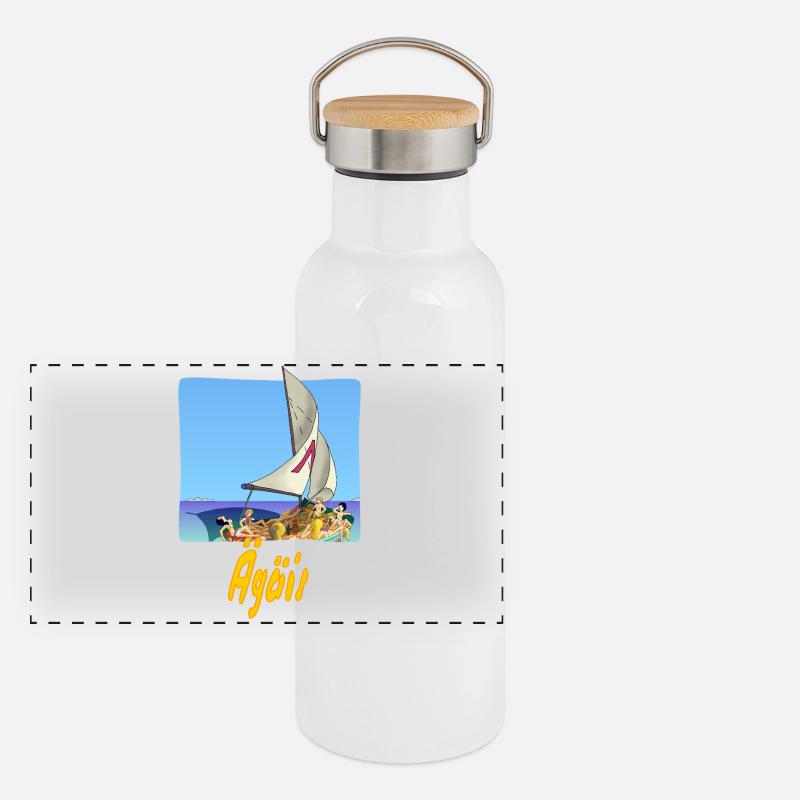 Aegean Sea Panoramic Thermal Bottle with Bamboo Lid