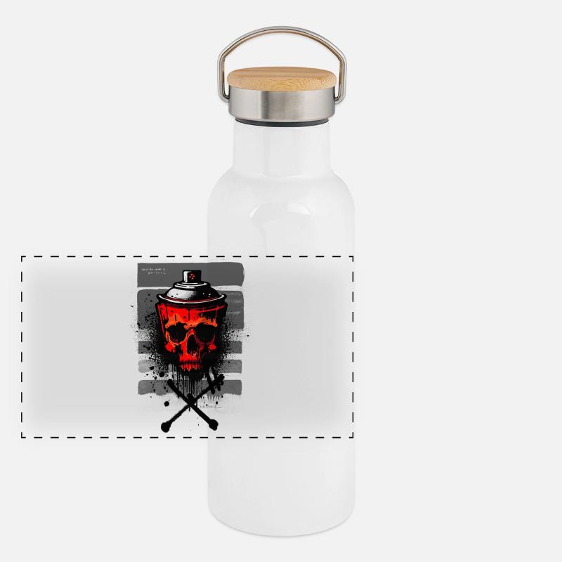 Rotes städtisches Schädelspray Panorama Thermosflasche mit Bambusdeckel