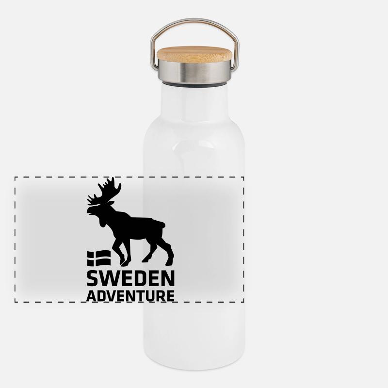 Suède Aventure Gourde isotherme avec bouchon en bambou