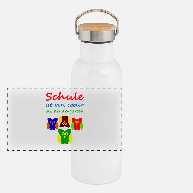 School is much cooler than kindergarten - Panoramic Thermal Bottle with Bamboo Lid - white