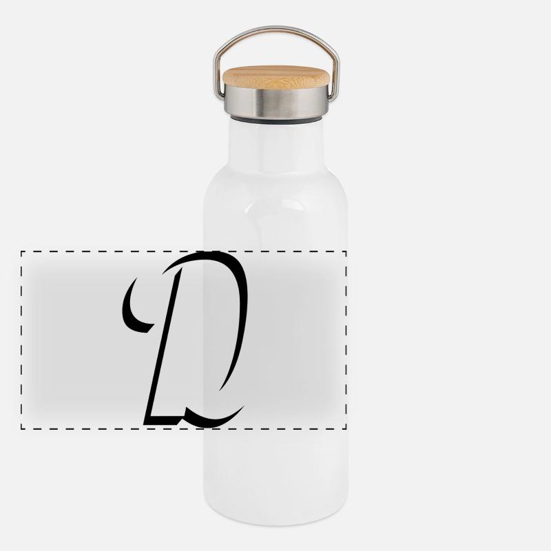 Letter D, Name, der Buchstabe D Panorama Thermosflasche mit Bambusdeckel