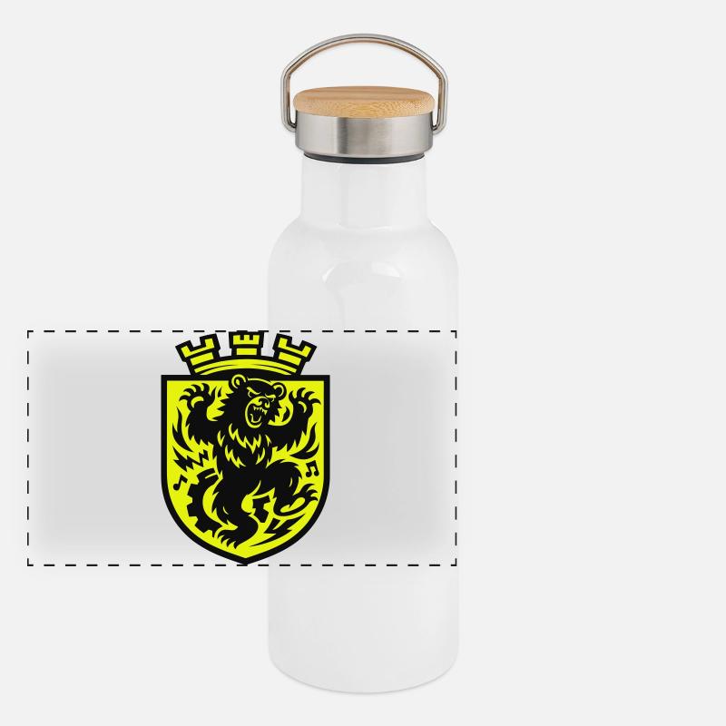 Berliner Tanzbär Panorama Thermosflasche mit Bambusdeckel