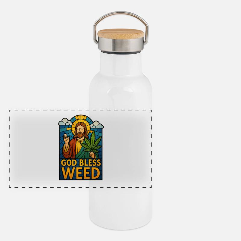 God Bless Weed Gourde isotherme avec bouchon en bambou