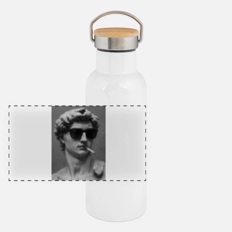 David Michelangelo smoking a cigarette Panoramic Thermal Bottle with Bamboo Lid