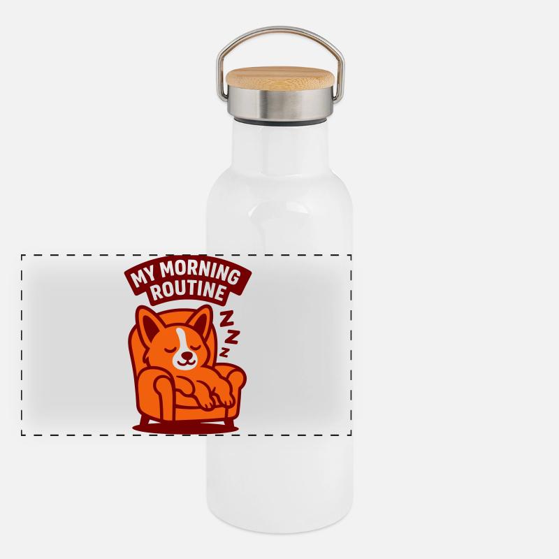 Routine matinale chien Gourde isotherme avec bouchon en bambou