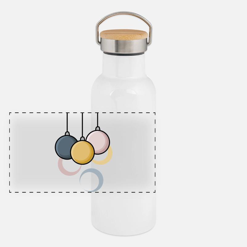 Moderne Weihnachtskugeln Panorama Thermosflasche mit Bambusdeckel