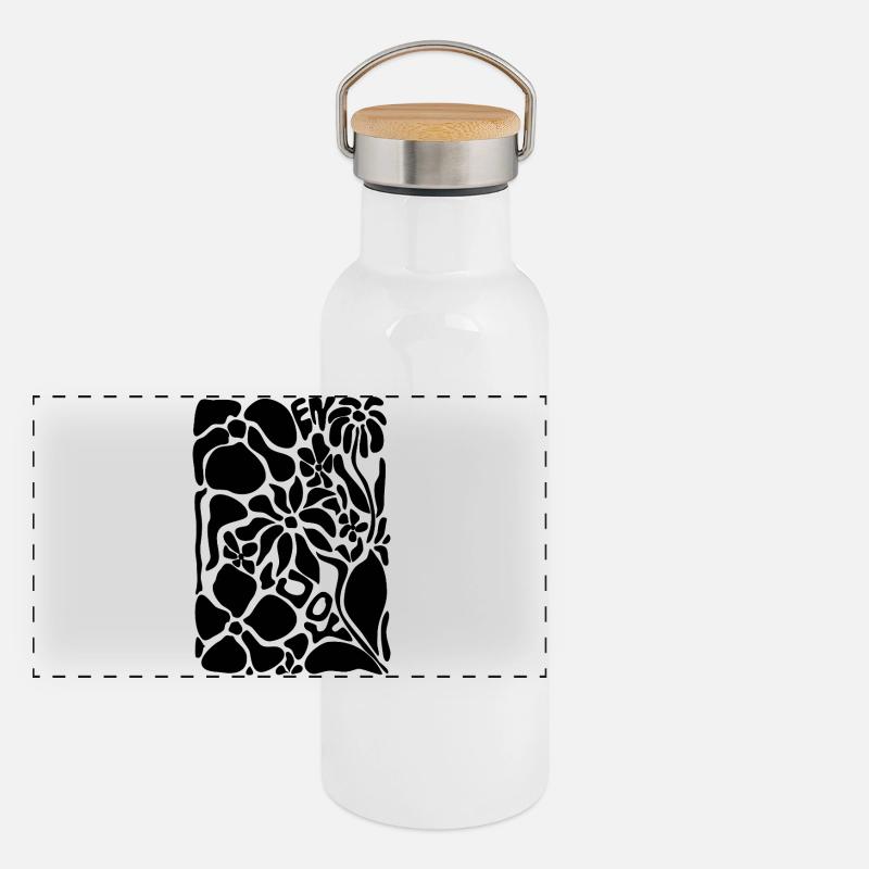 Abstrakte Blumen - Enjoy Panorama Thermosflasche mit Bambusdeckel