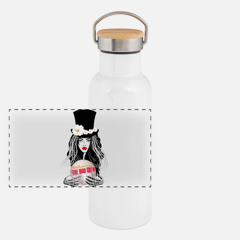 Willkommen bei The Boo Crew Panorama Thermosflasche mit Bambusdeckel