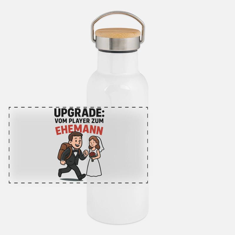 Upgrade zum Ehemann Panorama Thermosflasche mit Bambusdeckel