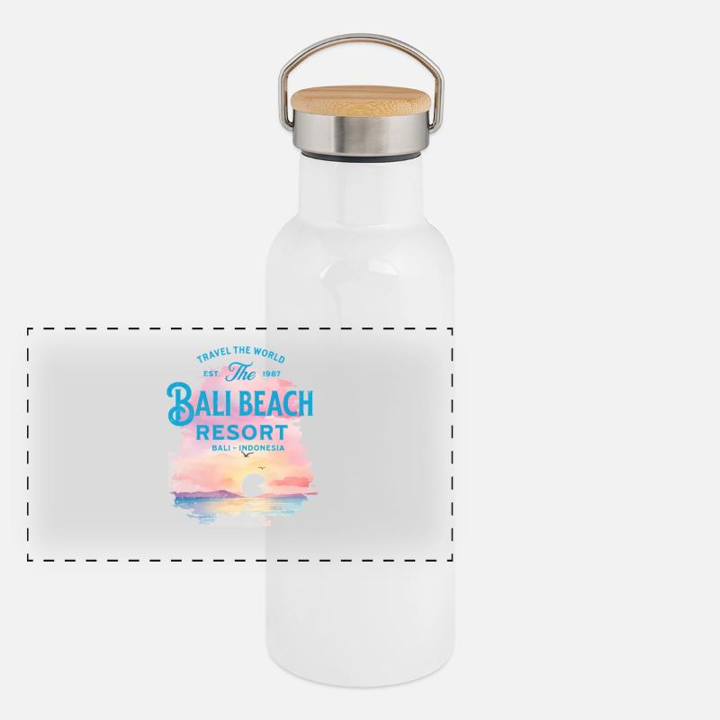Resort Bali Plage Pastel Gourde isotherme avec bouchon en bambou