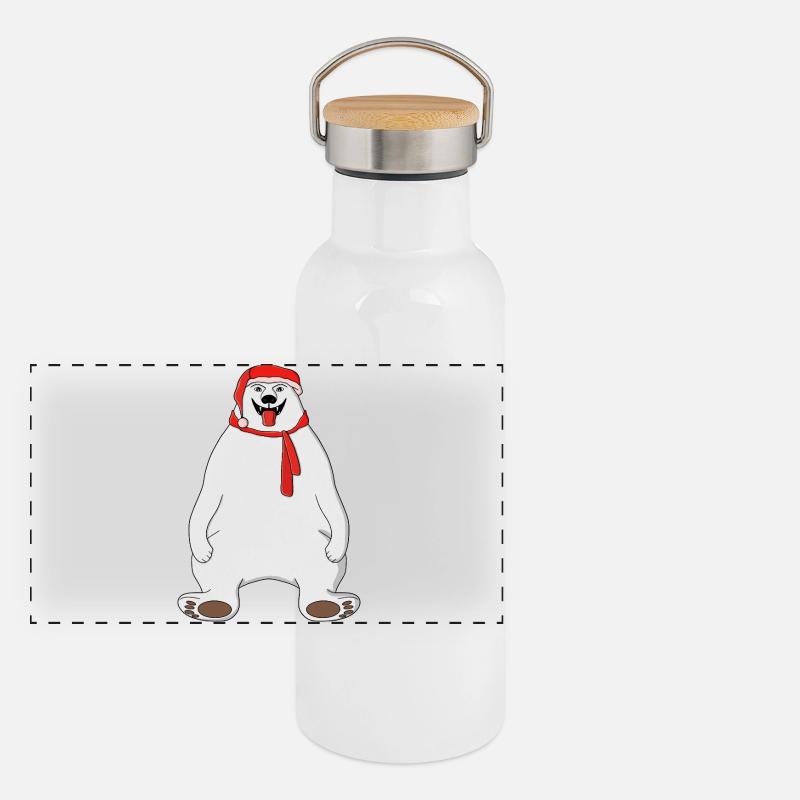 Eisbär Panorama Thermosflasche mit Bambusdeckel