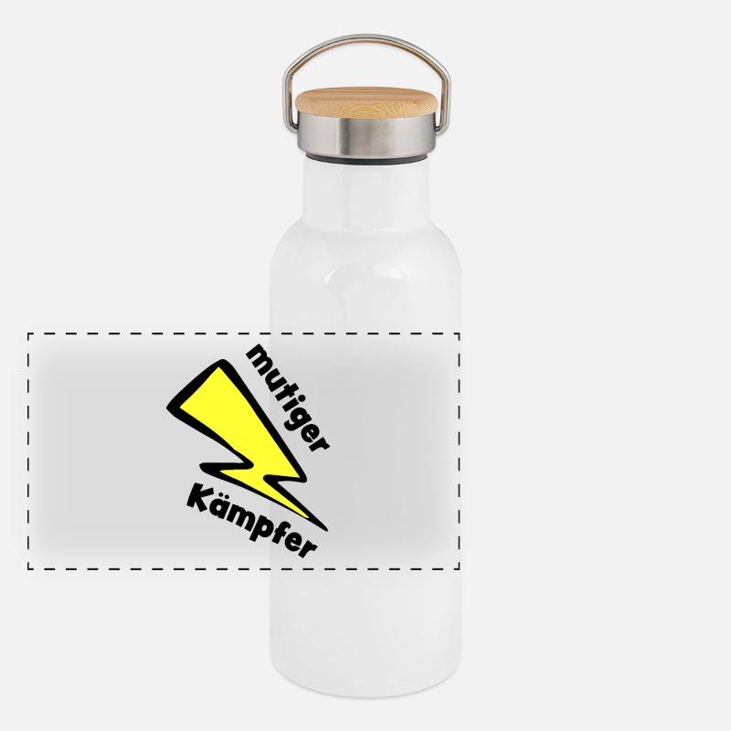 Kämpfer - Mutmacher - Glücksbringer Panorama Thermosflasche mit Bambusdeckel