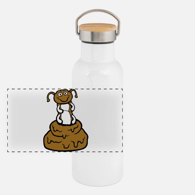 Drôle de chenille, merde, caca, tas, dégoût, caca Gourde isotherme avec bouchon en bambou
