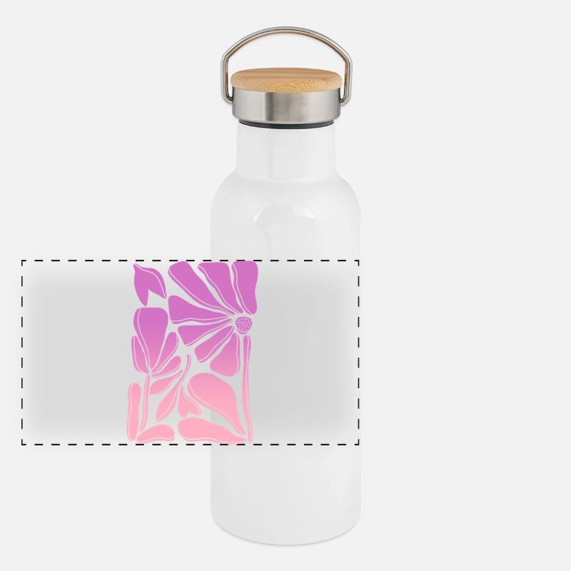 Flower power pink gradient Panorama Thermosflasche mit Bambusdeckel