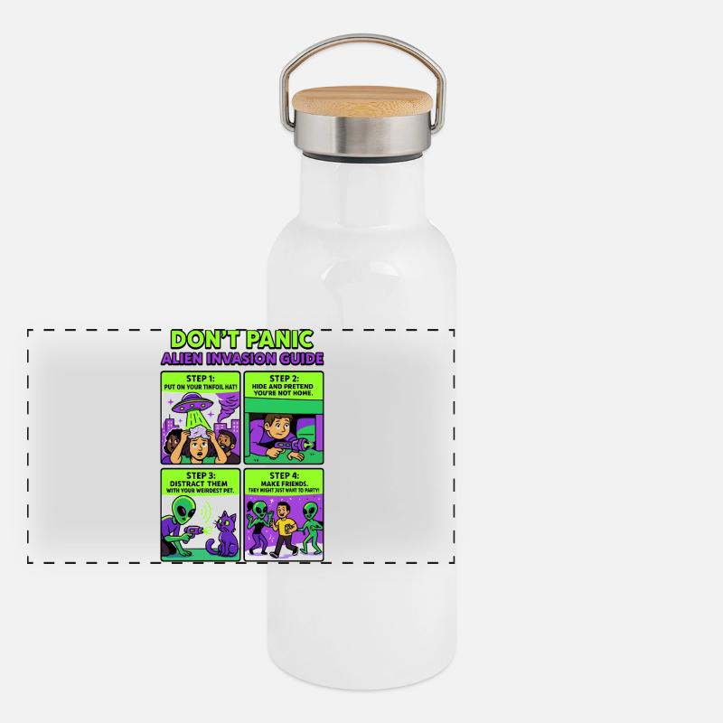Alien Invasion Guide Panorama Thermosflasche mit Bambusdeckel