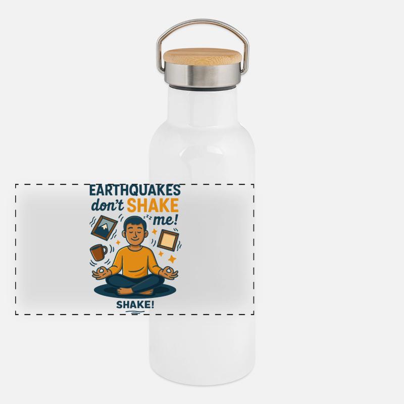 Ruhe im Beben Panorama Thermosflasche mit Bambusdeckel