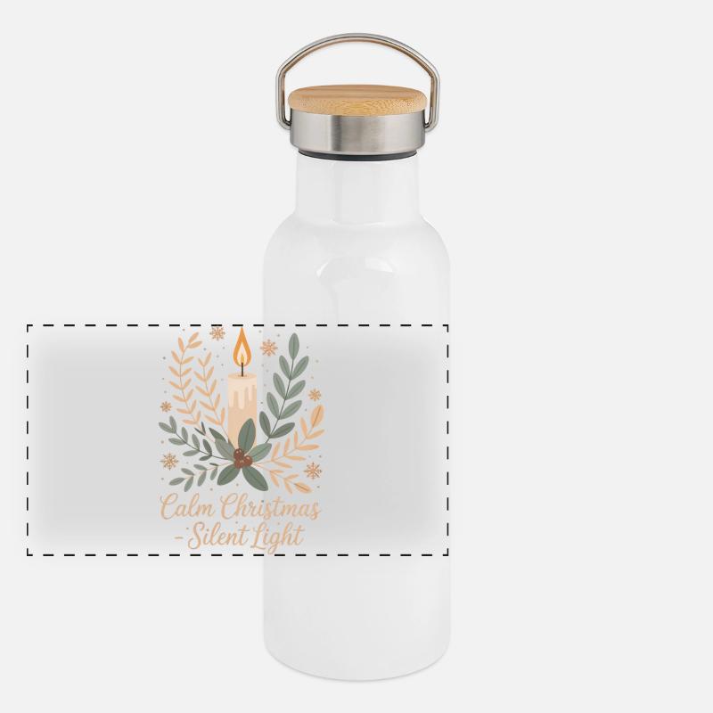 Botanisches Weihnachtsdesign Panorama Thermosflasche mit Bambusdeckel
