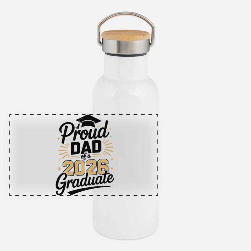 Stolzer Vater 2026 Abschluss Panorama Thermosflasche mit Bambusdeckel