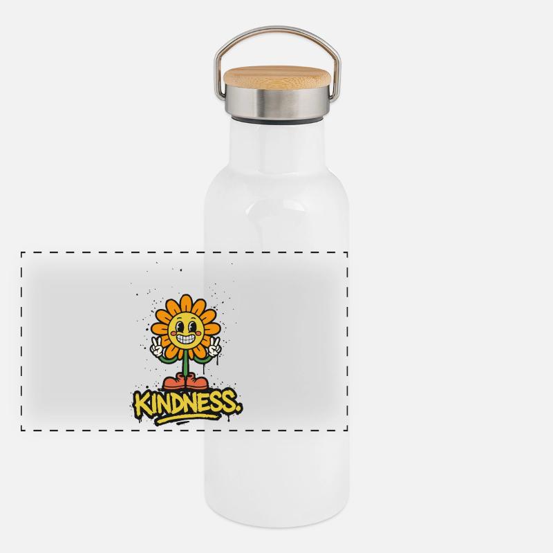 Tuez-les avec gentillesse – souriez simplement Gourde isotherme avec bouchon en bambou