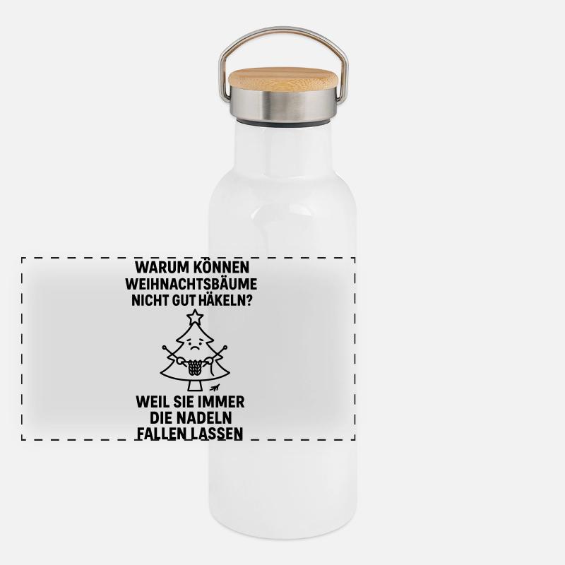 weihnachtsbaum häkeln witz nadeln fallen lassen Panorama Thermosflasche mit Bambusdeckel