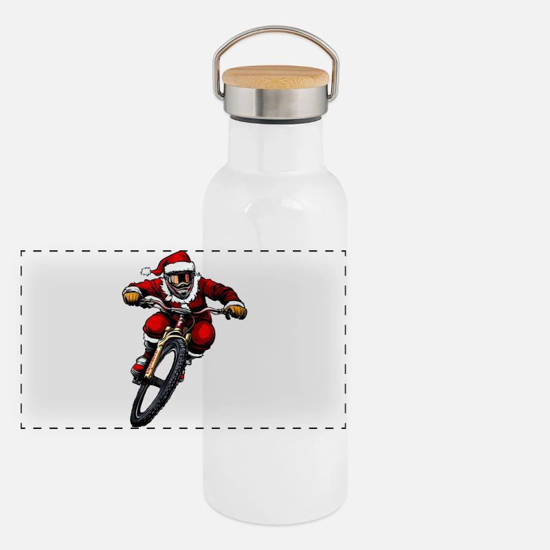 Cycliste de descente de Noël Gourde isotherme avec bouchon en bambou