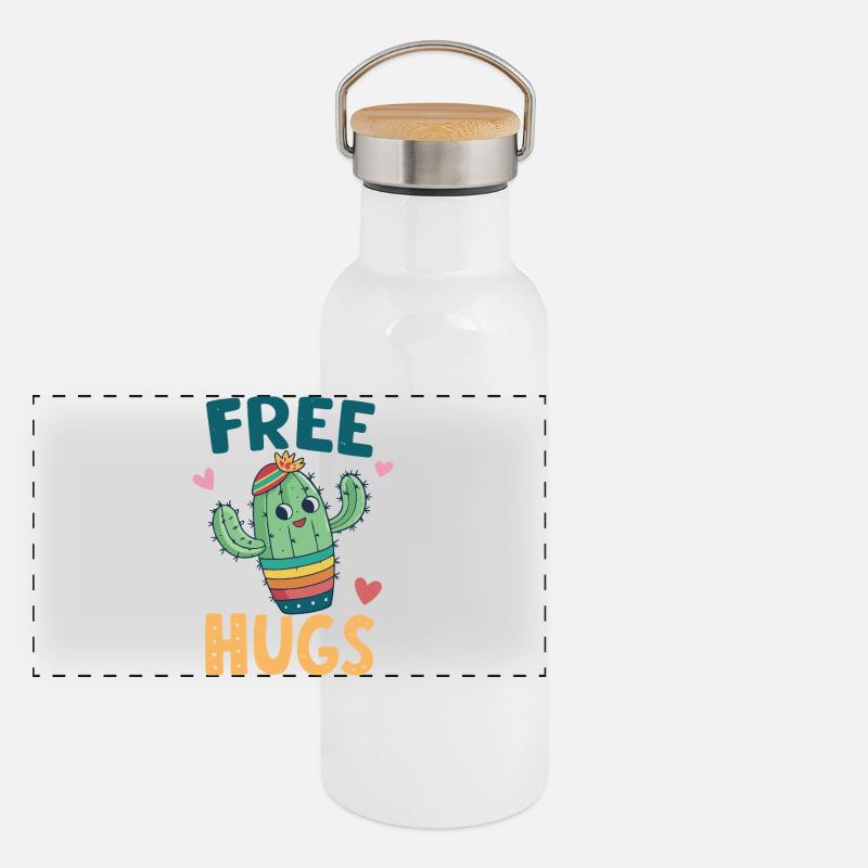 Cactus Mignon Câlins Gratuits Gourde isotherme avec bouchon en bambou