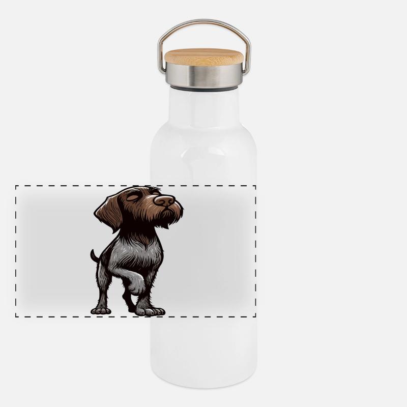 Deutsch Drahthaar Deutsch-Drahthaar Besitzer Panorama Thermosflasche mit Bambusdeckel