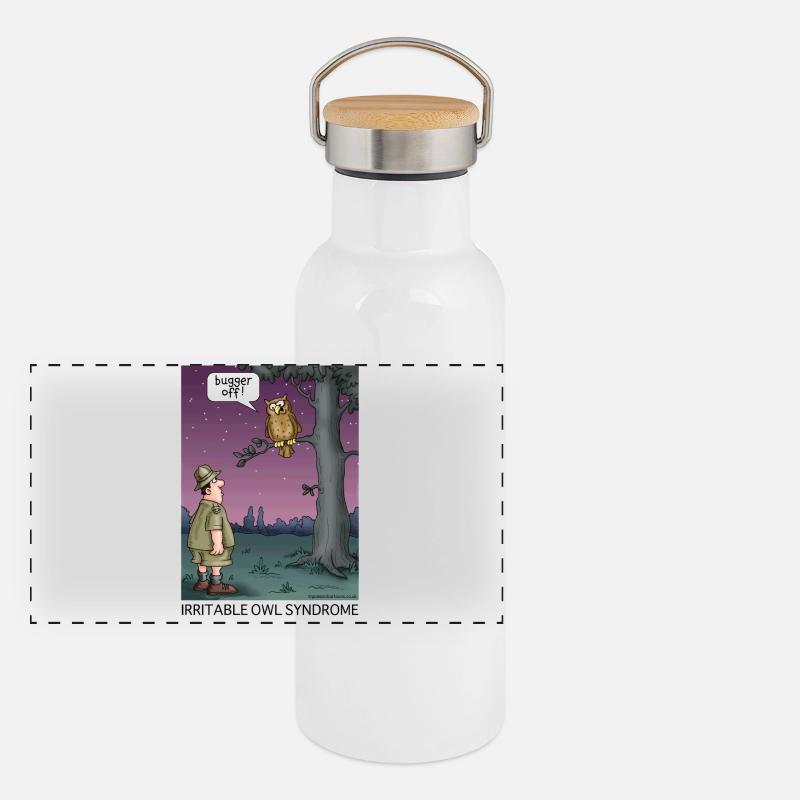 Irritable Owl Syndrome Panoramic Thermal Bottle with Bamboo Lid