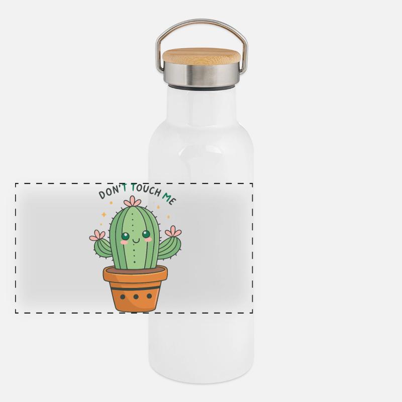 Cactus kawaii: Don't Touch Me Gourde isotherme avec bouchon en bambou
