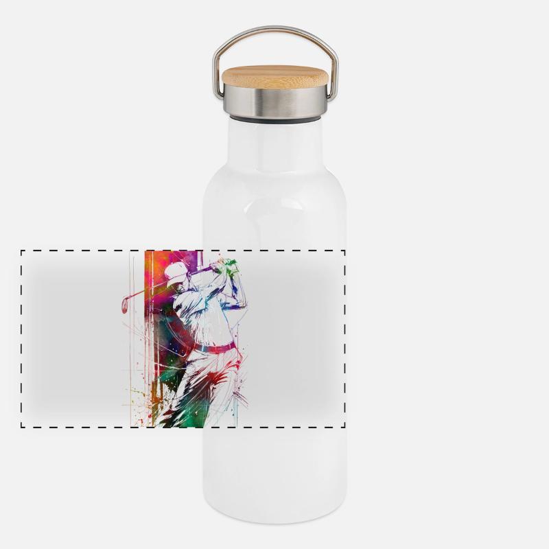 Golfspieler #golf Panorama Thermosflasche mit Bambusdeckel